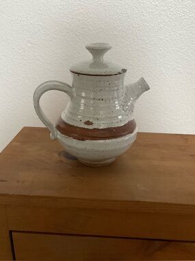 Handcrafted White and Brown Ceramic/Stoneware/Pottery Teapot,